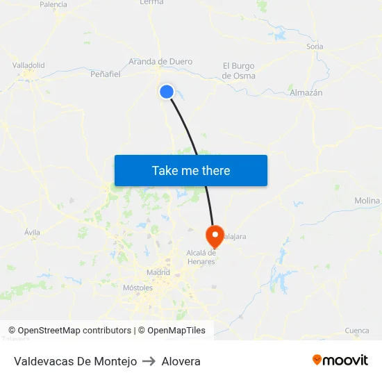 Valdevacas De Montejo to Alovera map