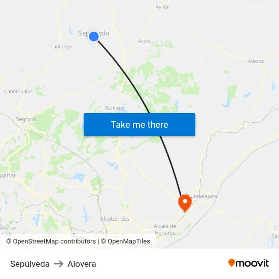 Sepúlveda to Alovera map