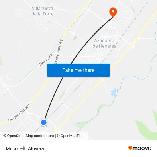 Meco to Alovera map