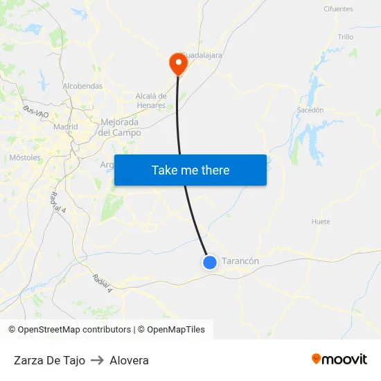 Zarza De Tajo to Alovera map