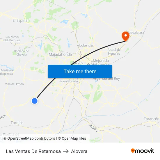 Las Ventas De Retamosa to Alovera map