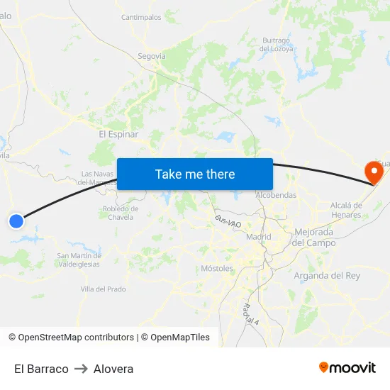 El Barraco to Alovera map