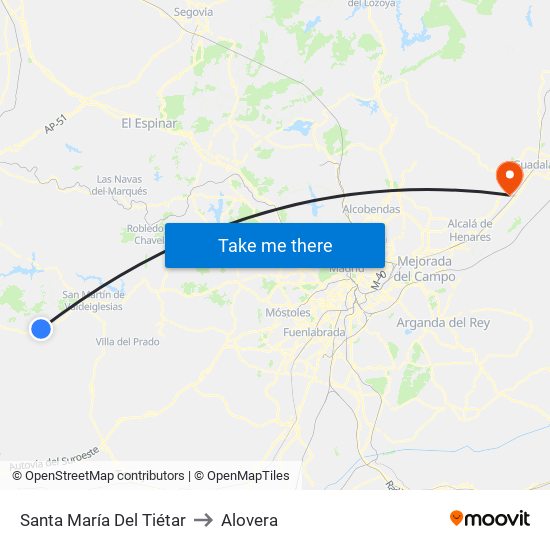 Santa María Del Tiétar to Alovera map