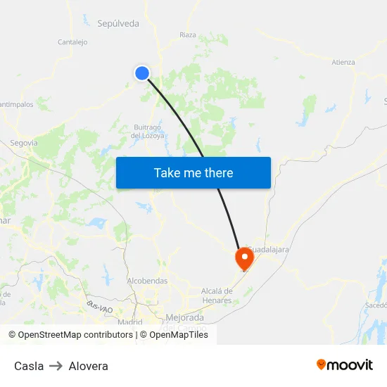 Casla to Alovera map