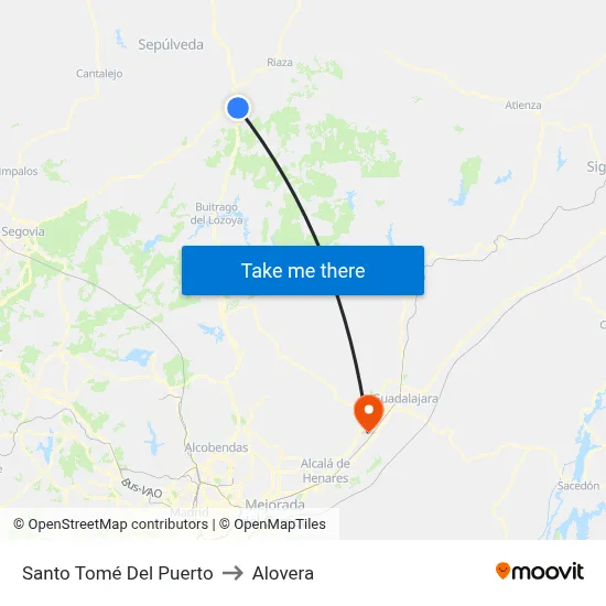 Santo Tomé Del Puerto to Alovera map