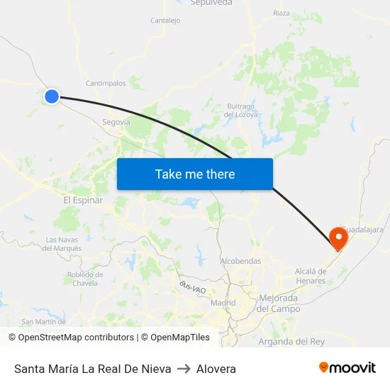 Santa María La Real De Nieva to Alovera map