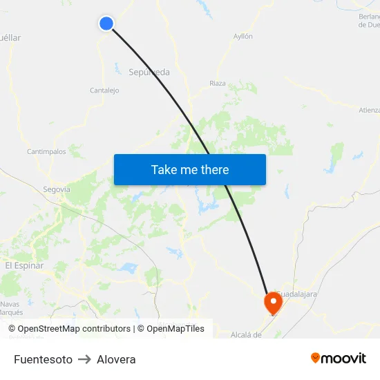 Fuentesoto to Alovera map