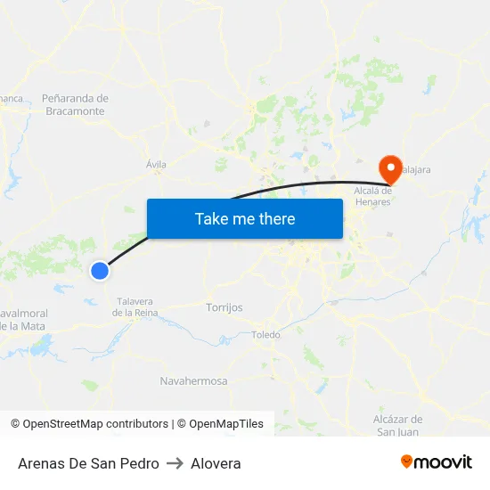 Arenas De San Pedro to Alovera map
