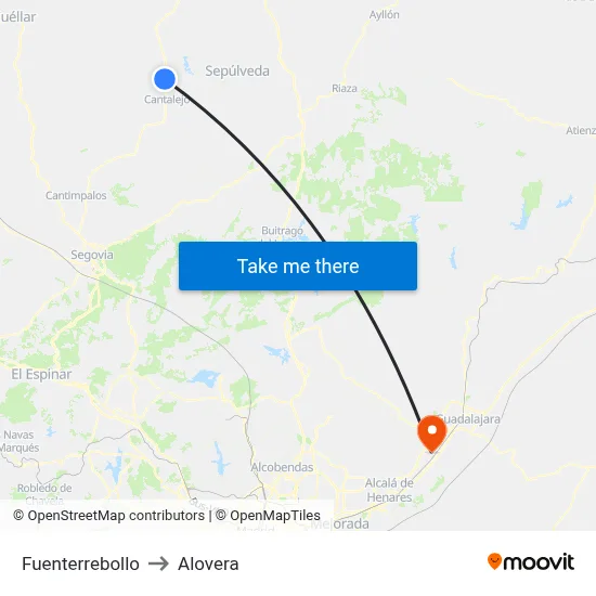 Fuenterrebollo to Alovera map