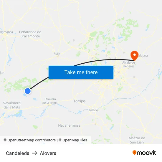 Candeleda to Alovera map