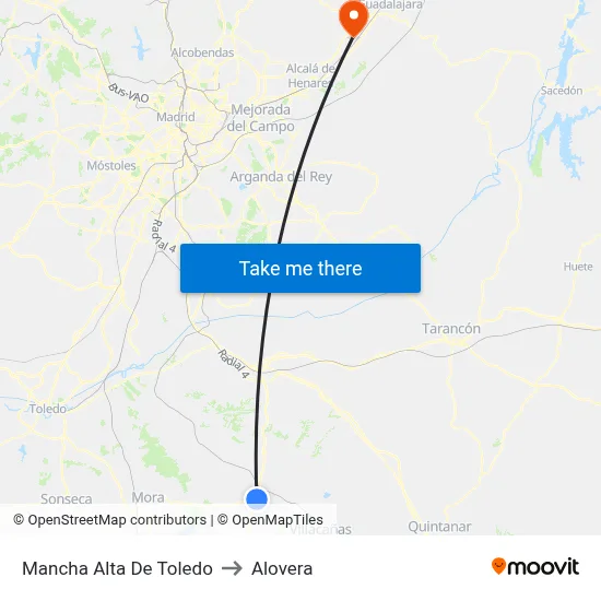 Mancha Alta De Toledo to Alovera map