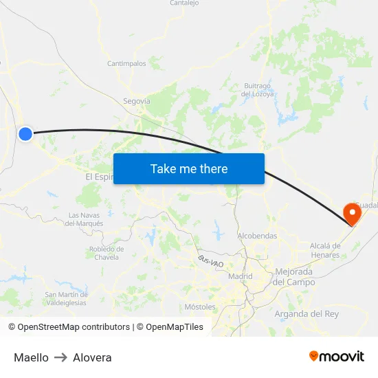 Maello to Alovera map