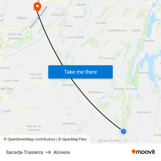 Saceda-Trasierra to Alovera map