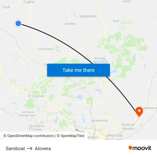 Samboal to Alovera map
