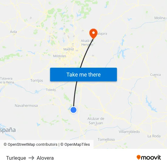 Turleque to Alovera map