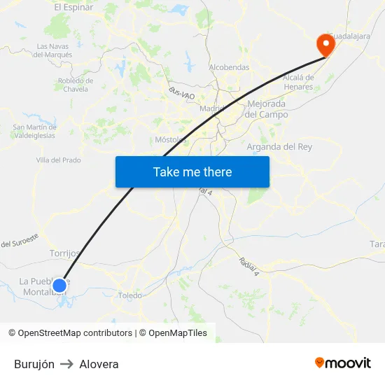Burujón to Alovera map