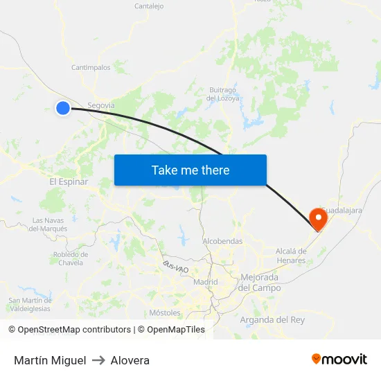 Martín Miguel to Alovera map