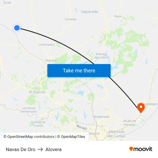 Navas De Oro to Alovera map