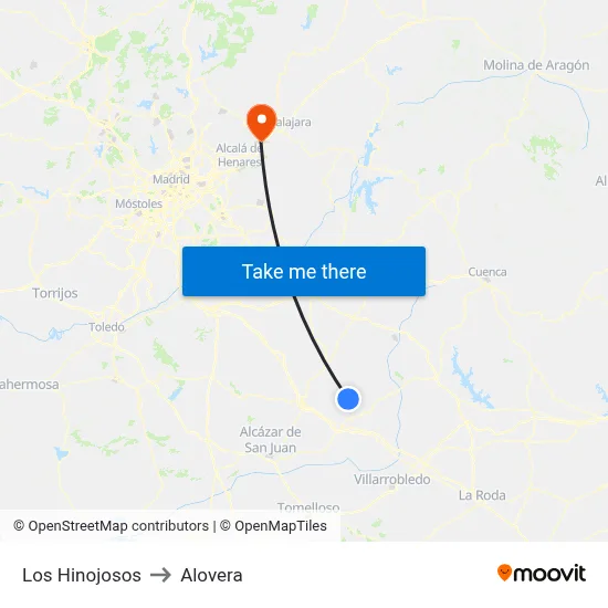 Los Hinojosos to Alovera map