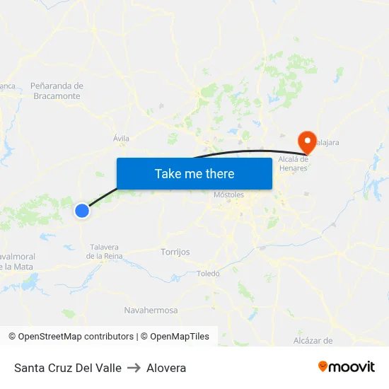 Santa Cruz Del Valle to Alovera map