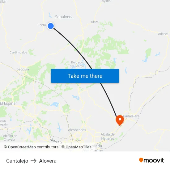 Cantalejo to Alovera map