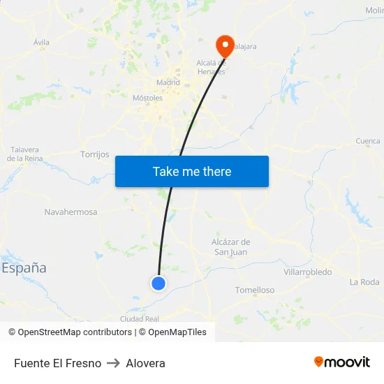 Fuente El Fresno to Alovera map