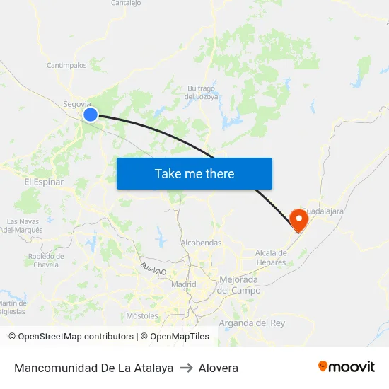 Mancomunidad De La Atalaya to Alovera map
