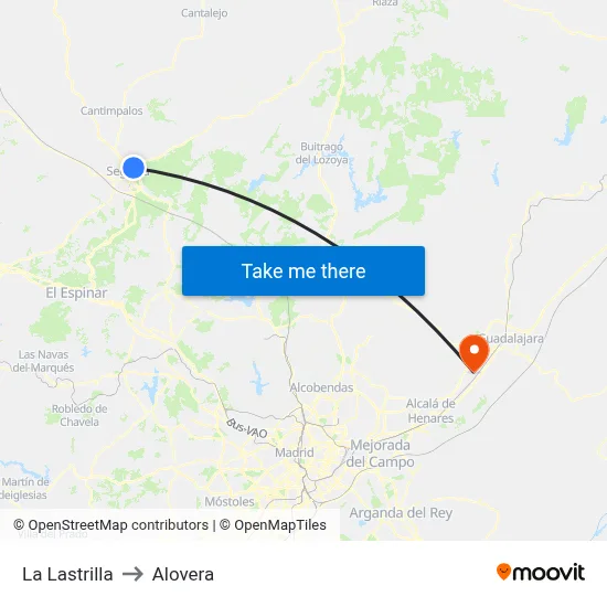 La Lastrilla to Alovera map