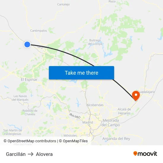 Garcillán to Alovera map