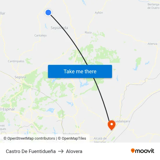 Castro De Fuentidueña to Alovera map