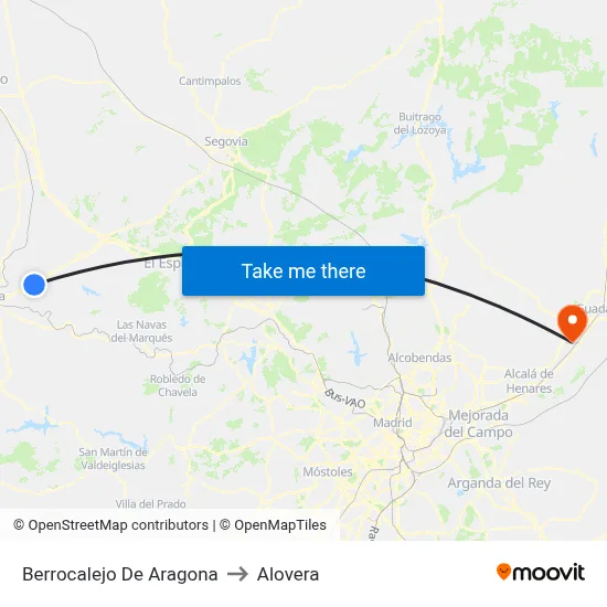 Berrocalejo De Aragona to Alovera map