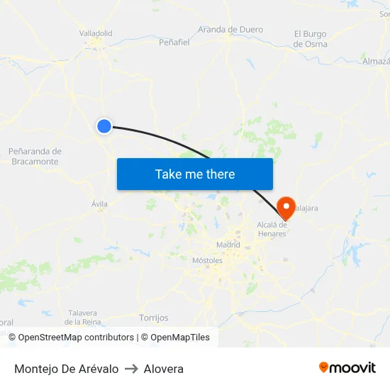 Montejo De Arévalo to Alovera map