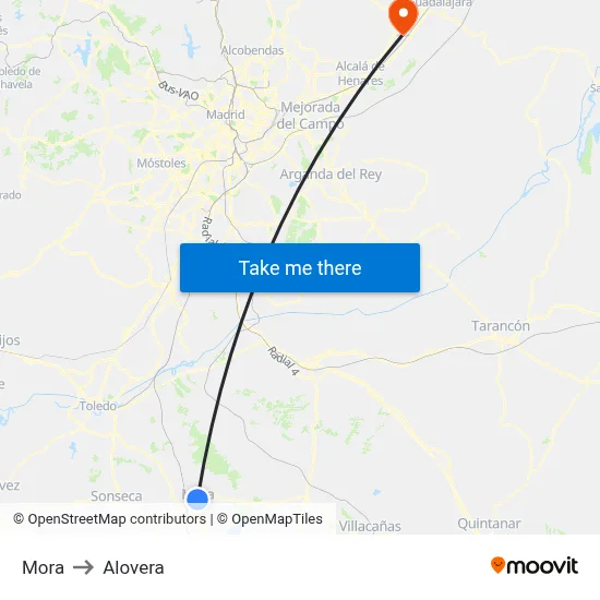 Mora to Alovera map