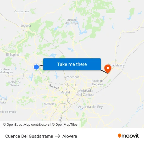 Cuenca Del Guadarrama to Alovera map