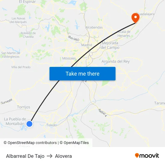 Albarreal De Tajo to Alovera map