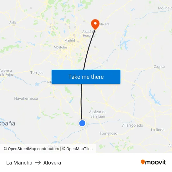 La Mancha to Alovera map