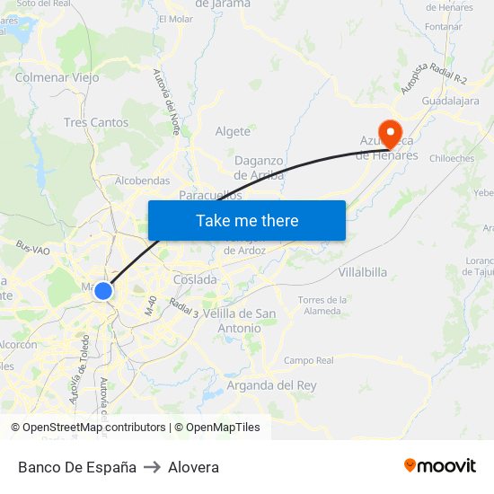 Banco De España to Alovera map