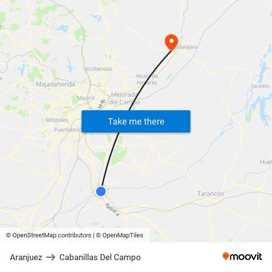 Aranjuez to Cabanillas Del Campo map