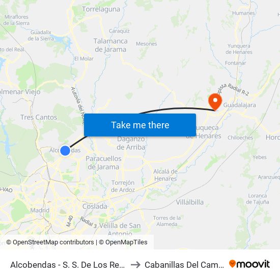 Alcobendas - S. S. De Los Reyes to Cabanillas Del Campo map