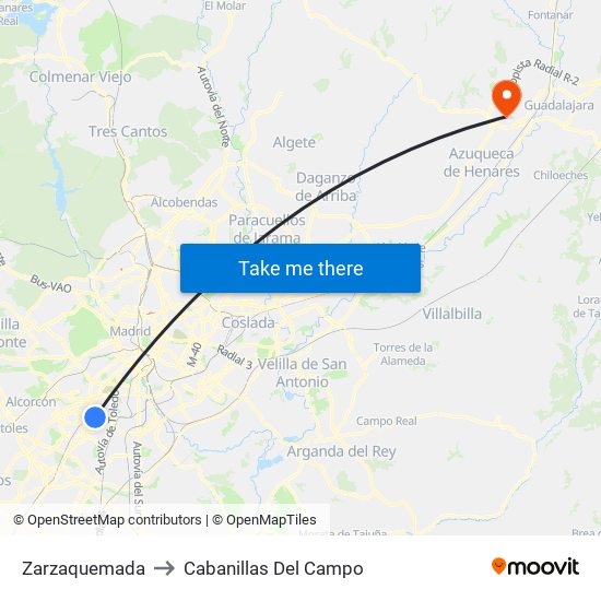 Zarzaquemada to Cabanillas Del Campo map