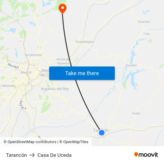 Tarancón to Casa De Uceda map