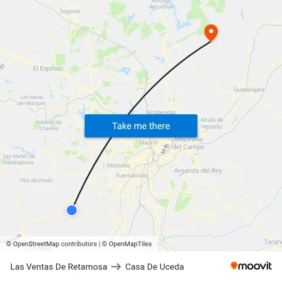 Las Ventas De Retamosa to Casa De Uceda map