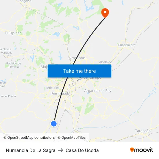 Numancia De La Sagra to Casa De Uceda map