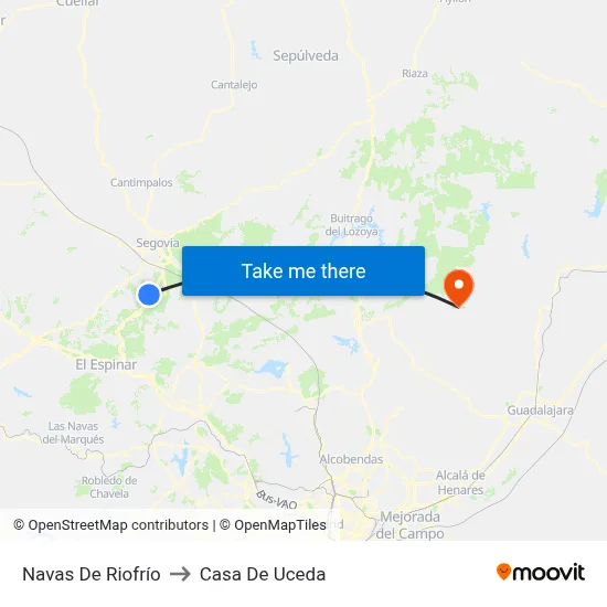 Navas De Riofrío to Casa De Uceda map
