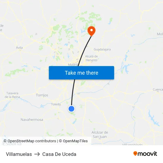 Villamuelas to Casa De Uceda map