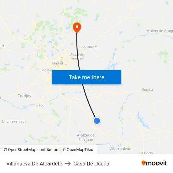 Villanueva De Alcardete to Casa De Uceda map