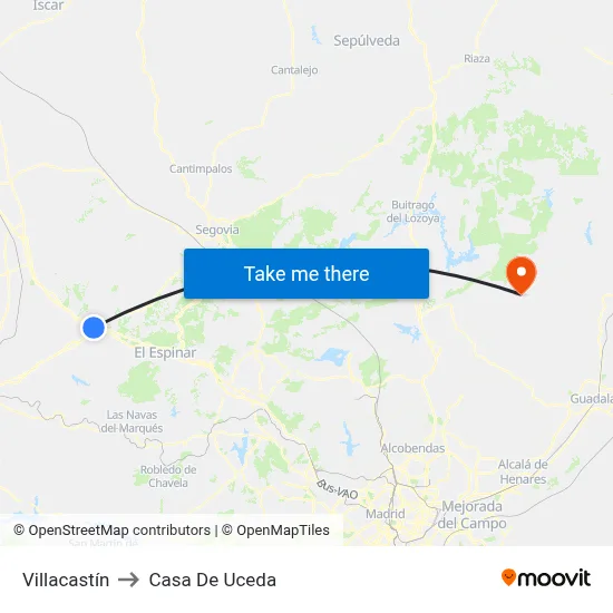 Villacastín to Casa De Uceda map
