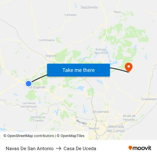 Navas De San Antonio to Casa De Uceda map