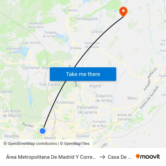Área Metropolitana De Madrid Y Corredor Del Henares to Casa De Uceda map