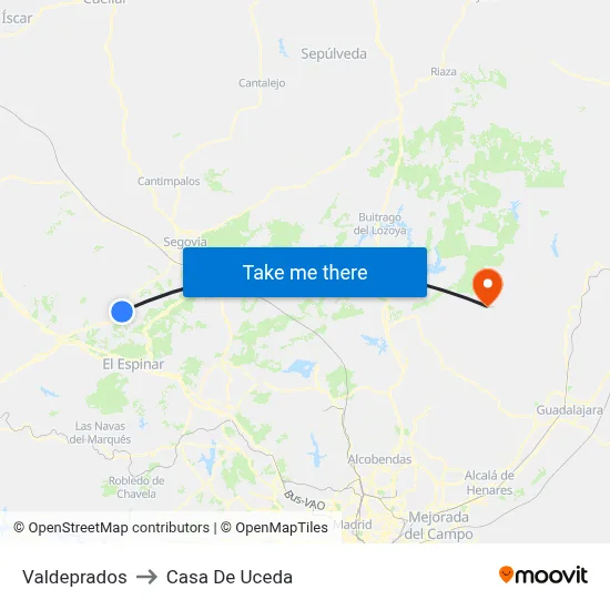 Valdeprados to Casa De Uceda map